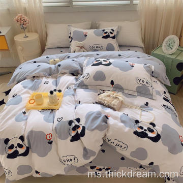 Set Bat Kotak Lembaran Panda Banting Tempat Tidur Set Bantal